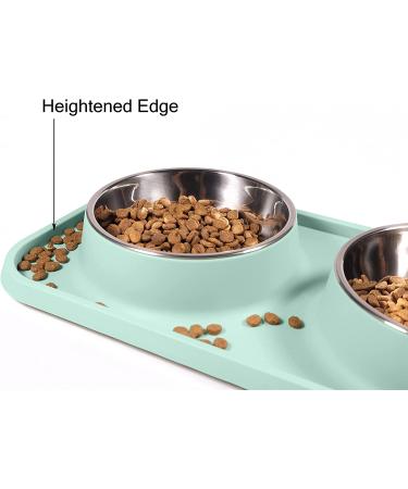 L.D.Dog Cat Food Bowls - Non-Skid Silicone Pads, Stainless Steel Dishes for Cats & Small Dogs - Aquamarine - Buy Online on GoSupps.com
