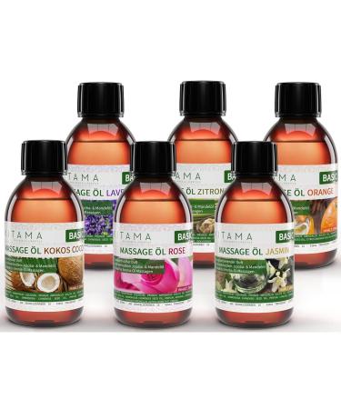 KitaMa massage oil aroma set 6 x 250ml-aroma jasmine rose orange lavender coconut & lemon grass-aroma oil skin-oil care oil 250 ml (6-pack)