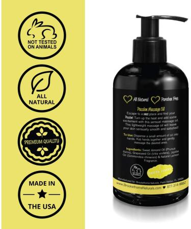 Passion Sensual Massage Oil for Couples - Lemon Cr me Scent - All Natural Body Oil with Almond & Jojoba Oil for Romance & Relaxation - 8oz - Buy Online on GoSupps.com
