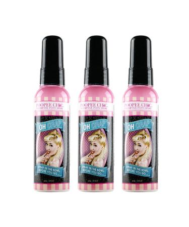 Poopee Chic Before You Go Poop Spray Oh Crap 55 ml 3-Pack Pinapple & Coconut Scent - Travel Size Toilet Freshener 200 Uses Safe for Septic Oh Crap Sandalwood 55 ml (Pack of 3)