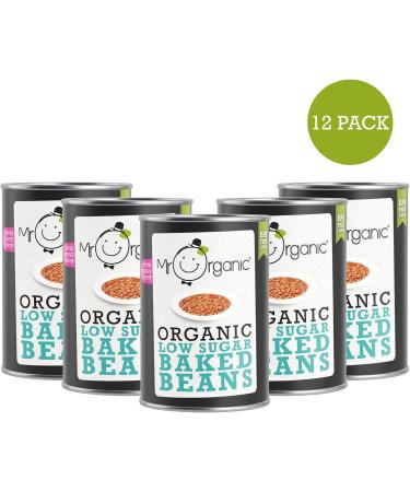 Mr Organic - Organic Low Sugar Baked Beans 400g - Non GMO & Preservative Free - Gluten Free & Vegan - Made With White Beans Natural Herbs & Spices - Pack of 12 Low Sugar 400 g (Pack of 12) - Buy Online on GoSupps.com