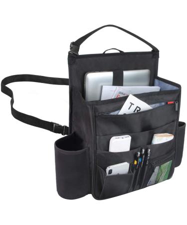 Luxja Car Seat Storage Organiser Car Seat Organiser Front Car Seat Back Storage Bag with Laptop & Tablet Storage Black