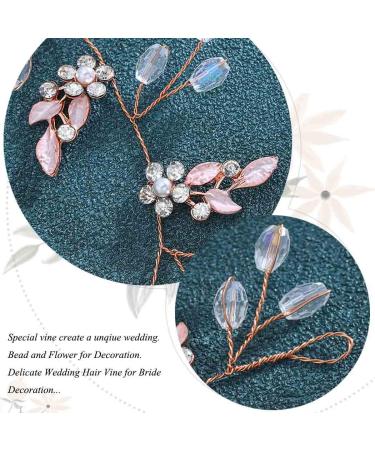 Unicra Rose Gold Leaf Wedding Hair Vine - Bridal Headpiece with Rhinestone Crystal Accent - Buy Online on GoSupps.com