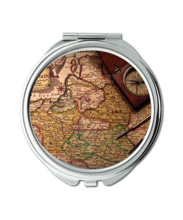 YENDOSTEEN Mirror makeup mirror Map Wallpaper map of europe pocket mirror portable mirror