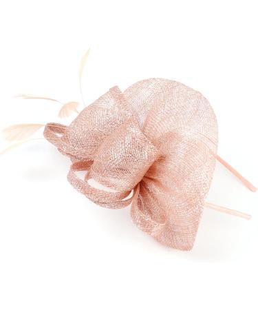 Z&X Women's Sinamay Fascinator Pillbox Headband Hair Clip Cocktail Tea Party Hat 035 Nude Pink One Size - Buy Online on GoSupps.com