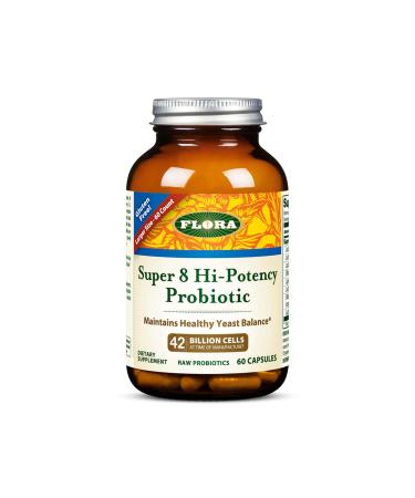 Flora - Super 8 Hi-Potency Probiotic - Daily Probiotic for Gut & Digestive Health - 42 Billion CFU - Contains Lactobacillus & Bifidobacterium Strains - Keep Chilled - 60 Capsules 60 Count (Pack of 1)
