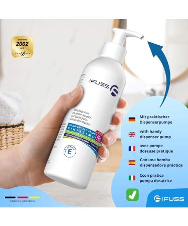 Mr. Fuss Hand Cream for Dry Hands - Unisex Hydrating Fluid with Jojoba Oil Glycerin & Vitamin E - 200ml Pump Dispenser - Buy Online on GoSupps.com