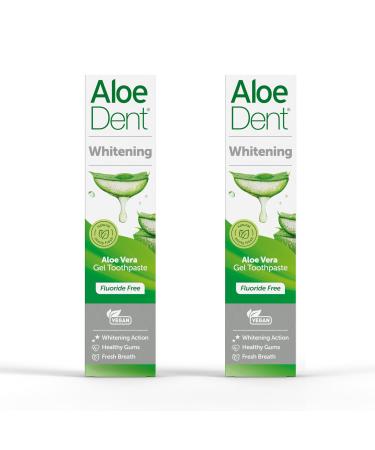 Aloe Dent AloeDent 2-Pack Fluoride-Free Aloe Vera Whitening Toothpaste 100ml Natural Peppermint SLS-Free Naturally White Teeth and Healthy Gums Vegan