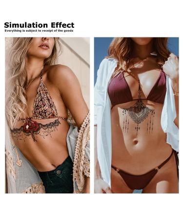 Yoemtat Waterproof Temporary Tattoos - 16 Sheets Sternum Chest, 6 Sheets Medium Underboob, 10 Sheets Large Mandala Henna Jewelry Fake Tattoo for Kids and Teens - Buy Online on GoSupps.com