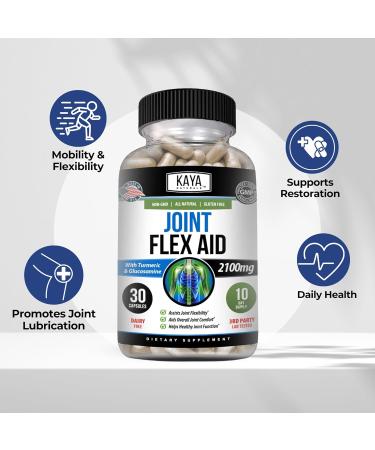 Kaya Naturals Mobility Flex Aid - Mobility Support Supplement for Men and Women - Turmeric Capsules with Glucosamine Sulfate - for Knee Support and Mobility Health - 30 Count 30 Count (Pack of 1) - Buy Online on GoSupps.com