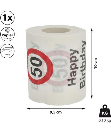 Happy Birthday Toilet Paper - 50th Birthday 24m 2-Ply | Fun Motif WC Paper (1 Roll) - Buy Online on GoSupps.com