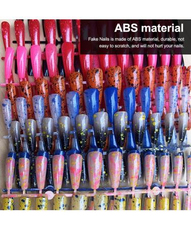 dijiusidy 24 Pieces Nails T Shape Extra Long Full Wrap False Nail Tips Women Decor Fingernail Supply Manicure Accessory orange print - Buy Online on GoSupps.com