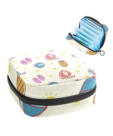 Women's bonds storage pockets Stillpad Holder Cute Summer Cartoon Elements Pattern Portable Period Kit Bag Feminine product bag for women girls color2