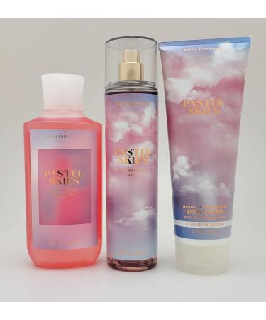 Bath & Body Works   Pastel Skies - 3 pc Bundle - Fine Fragrance Mist  Ultimate Hydration Body Cream and Shower Gel - Spring 2022