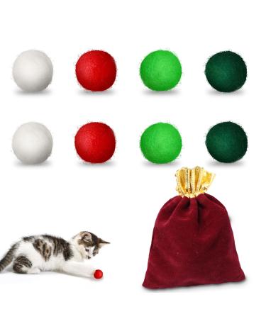Rosaui 8 pieces of felt balls - cat toys - cat ball - interactive cat toys ball - 100% sheep wool - game balls for cat - natural toys D: Set D -8er