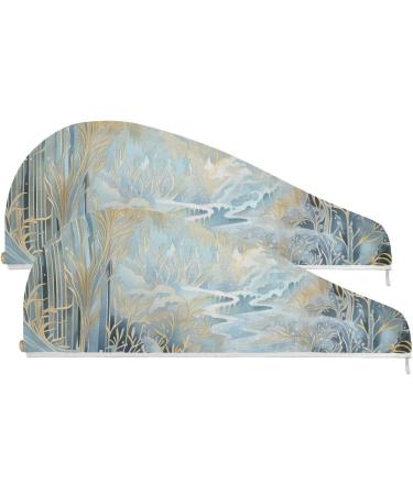 Golden White Forest Hair Towel 2 Pack - Super Absorbent Quick Dry Turbans for Women & Girls - Buy Online on GoSupps.com