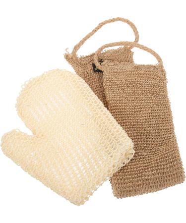 ABOOFAN 3 Sets Sisal Bath Set Exfoliating Bath Scrubbers Dead Skin Removers Gloves Loofahs Pouf Gloves Body Scrub Towel Korean Washcloth Exfoliate for Body South Korea Jute Man Frosted - Buy Online on GoSupps.com