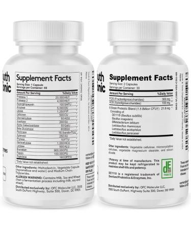 Youth & Tonic Digestive Supplement for Bloating Regularity & Gut Health. Full Spectrum Enzymes Probiotics & Prebiotics for Digestion to Break Down Food and to Use Daily for Women & Men 120 Pills - Buy Online on GoSupps.com