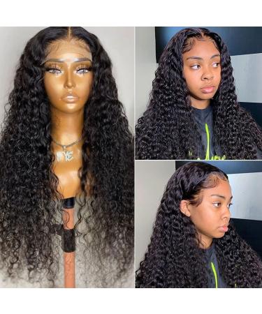 24 Inch Deep Wave Lace Closure Wig - Brazilian Deep Curly Human Hair - Pre Plucked with Baby Hair - Glueless Wet Wavy Hair - Peruvian Virgin Hair - for Black Women - Buy Online on GoSupps.com