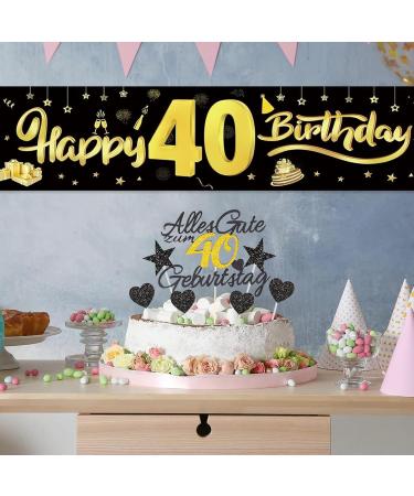 Shop 11 Piece Gold Rock Cake Decoration Set for 40th Birthday - Perfect for Men & Women | Happy 40th Birthday Cake Topper & Tortendeko - Buy Online on GoSupps.com