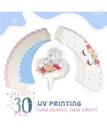 30 Set Unicorn Cupcake Toppers and Wrappers Decorations Birthday Party Cute Unicorn Cupcake Liners with Topper for Girls Baby Shower Birthday Party Decorations (Colorful) - Buy Online on GoSupps.com