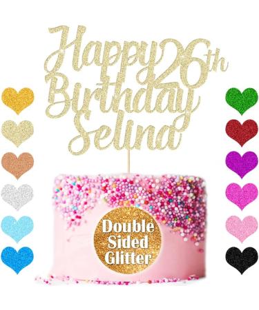 Personalised Cake Topper Happy Birthday Cake Topper Customised Cake Toppers Cake Decorations with Any Name Age for 1st 10th 16th 18th 20th 21st 30th 40th 50th 60th 70th 80th (Champagne Gold) - Buy Online on GoSupps.com