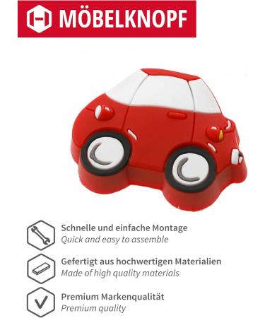Gedotec Children's Furniture Handles - Rubber Car Design | 1 Piece | Saliva-Proof & Elastic | Perfect for Kids' Rooms | Includes Mounting Material - Buy Online on GoSupps.com