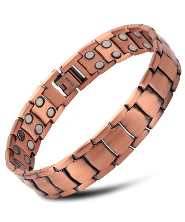 THE NORTH RING 99.9% Pure Copper Magnetic Bracelet - 3000 Gauss Magnetic Copper Bracelets for Men - Double-Row Strong Magnets - Adjustable Length With Adjusting Tool