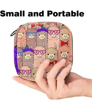 Portable Women's Binding-Up Bags for Menstrual Cups & Tampons | Multicolored Cartoon Alpaka Lamas for Teens - Buy Online on GoSupps.com