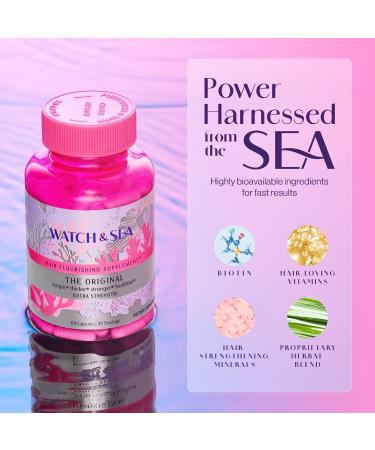 Watch & Sea Hair Flourishing Extra-Strength Capsules - Nourishing Hair Supplement with Biotin Herbs Minerals and Vitamins for Hair Growth and Thickness for All Hair Types - 60 Capsules - Buy Online on GoSupps.com
