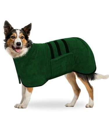 BasVII dog bemper made of microfiber bathrobe dog extra absorbent and quick drying with a Velcro fastener and adjustable shrink tape dog wadema for large medium and small dogs (L) Gr n-L - Buy Online on GoSupps.com