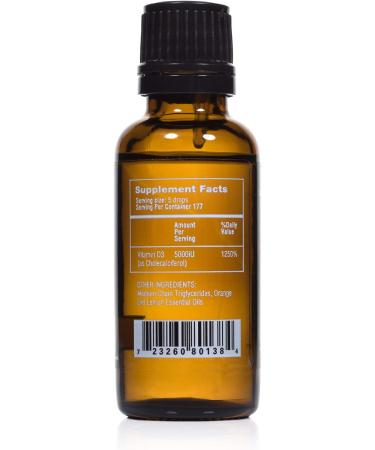Vegetarian Liquid Vitamin D3 5000 IU - High Absorption Formula - 6 Month Supply - Gluten-Free - 365 VIT D - Buy Online on GoSupps.com