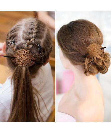 Vintage Style 5 Leather Hair Clip with Stick - Oval Shape Hair Barrette for Women and Girls - Buy Online on GoSupps.com