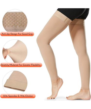 Leeofty 1 Pair Thigh High Socks Men Women 20-30mmHg Stockings Sleeves for Varicose Vein Swelling - Buy Online on GoSupps.com