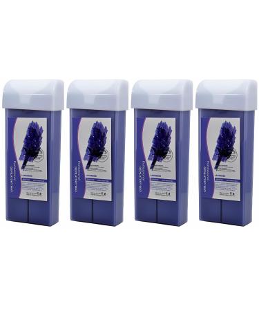 Wax Roll On Professional Roll on Depilatory Wax Hair Removal Wax Cartridge for Men-Women 4 Pack Wax Depilatory Wax Roller 100g (Lavender)