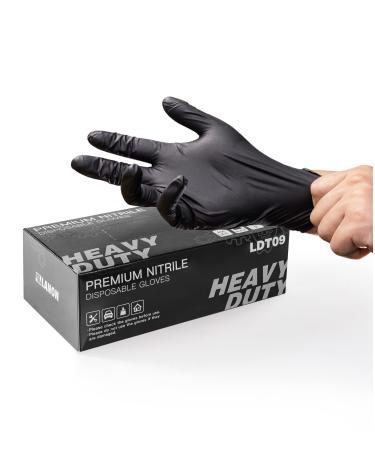 LANON 6-mil Black Nitrile Disposable Gloves Food-Safe Powder-Free Heavy-Duty Textured Fingertips Latex-Free XL X-Large (Pack of 100)
