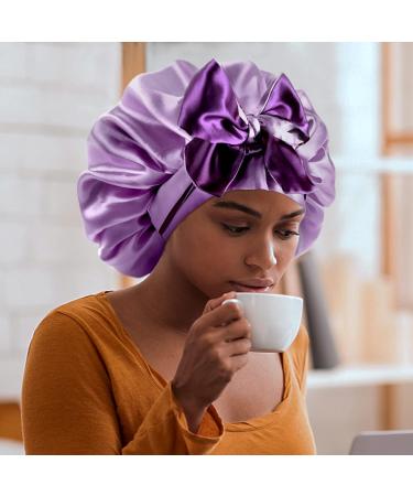WEIPAO Silk Satin Bonnet for Curly Hair - Large Reversible Sleep Cap in Navy+Rose - Buy Online on GoSupps.com
