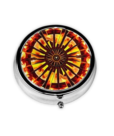 Turning The Flameround Pill Box 3 Compartments Round Pill Box Organizer for Purse Or Pocket Portable Travel Pill Box