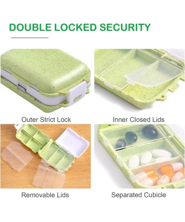 3 Pack Travel Pill Organizer - 8 Compartment Moisture-Proof Pill Case - Portable Daily Medicine Vitamin Holder - Beige+Blue+Green - 3 Count - Buy Online on GoSupps.com