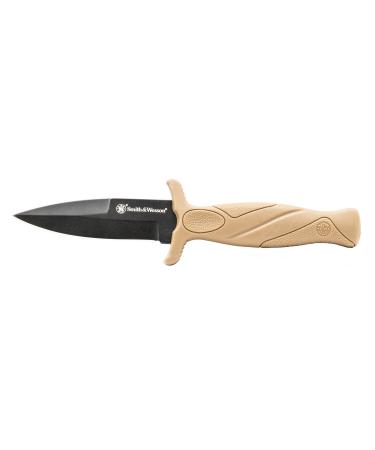 Smith & Wesson FDE 6.25in High Carbon S.S. Boot Knife with 2.75in Single Edge Blade and Rubberized Handle for Outdoor Survival, Camping and EDC Box