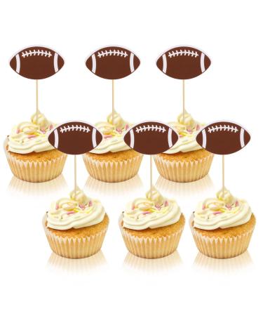 Abeillo 48Pcs Cupcake Toppers Birthday Party Cake Toppers Happy Birthday Cake Decorations American Football Birthday Cupcake Food Picks for Kids