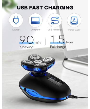 ATEEN Wet/Dry Electric Head Shaver for Men - Rechargeable Grooming Kit with LED Display | Cordless Rotary Shavers for Bald Look - Anti-Pinch Design | Perfect Men's HIMS Gift (Lavender) - Buy Online on GoSupps.com