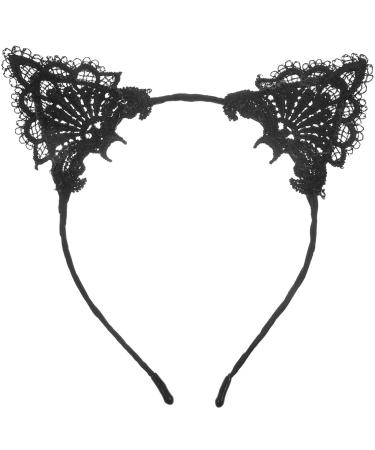 Frcolor Lace Cat Ears Headband Headpiece for Party Costume