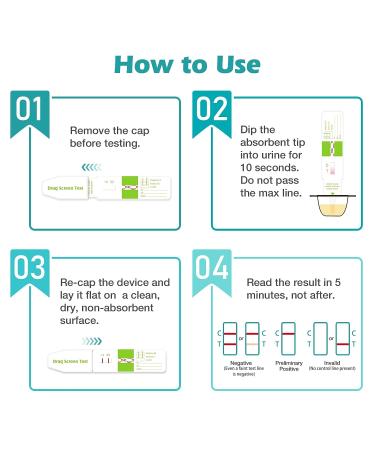 EasyHome Marijuana Test Dip Card - THC Urine Strips Kit for Home Detox - 5 Minute Instant Results - 50ng/mL Cutoff Level - Pack of 5 - Buy Online on GoSupps.com