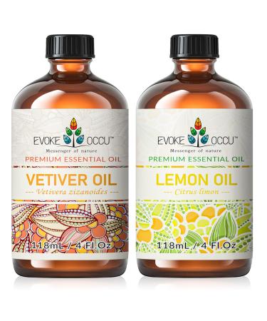 EVOKE OCCU Vetiver Essential Oil and Lemon Essential Oil - 4 Fl Oz