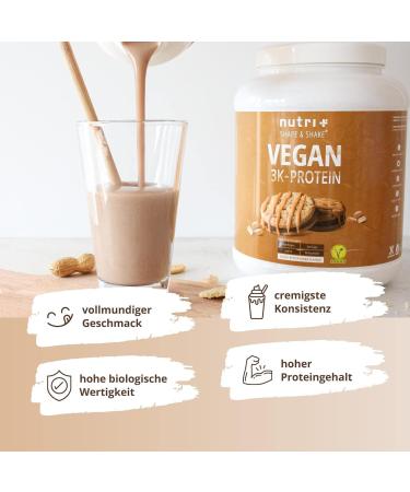 Vegan Protein Powder Butter Cookie 1kg - 79.1% Protein - Dairy-Free & Lactose-Free - Nutri+ Peanut Butter Cookie Flavor - Buy Online on GoSupps.com