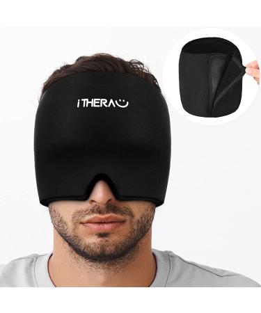iTherau Migraine Mask - Adjustable 360 Cover Headache Relief Cap | Cold & Warm Compress Gel for Headaches Swollen Eyes & Sinuses | Purple & Black - Buy Online on GoSupps.com