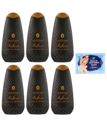Felce Azzurra Pino Silvestre Bath Foam Bagnoschiuma Classico Argan Oil Set of 6 argan oil shower gels 750 ml + 1 pack of talc Ferce Azzurra bag of 100 g