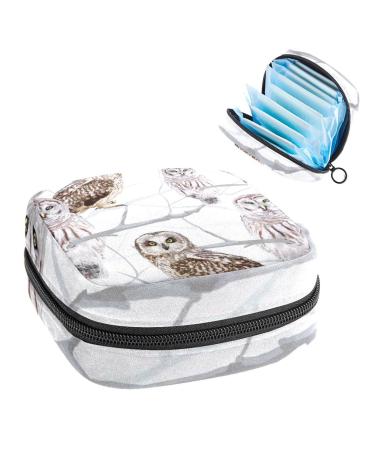 GIAPB Period Bag Sanitary Napkin Storage Bag Period Pouch Travel Makeup Bag Animal Bird Owl Color597