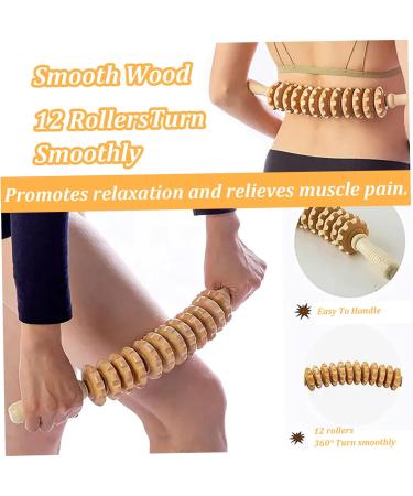 Wooden Massage Roller & Back Roll Ropes - 12 Rolls 360 Curved Muscle Relief & Anti-Cellulite Tool - Buy Online on GoSupps.com